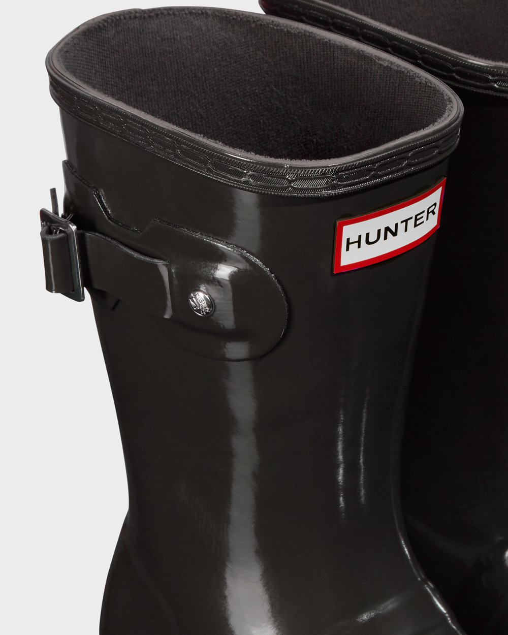 Hunter Original Tour Foldable Gloss Short Rain Boots - Buy Online Womens Dark Grey - UOEQNB975